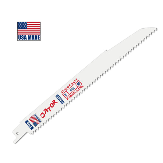Gator Reciprocating Saw Blades 9" x 7/8" x .062" 6tpi - Bi-Metal with Cobalt - USA Made