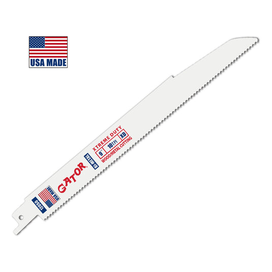 Gator Reciprocating Saw Blades 9" x 7/8" x .062" 10tpi - Bi-Metal with Cobalt - USA Made