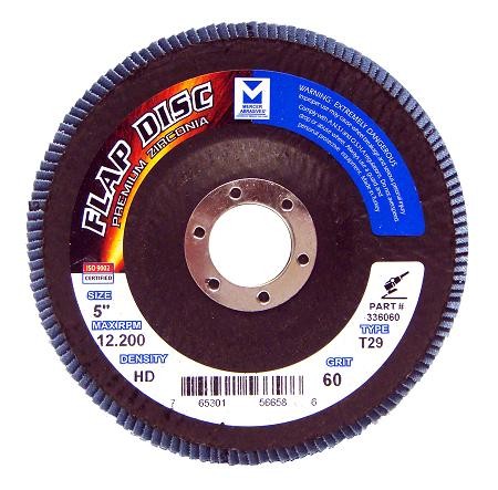 Mercer Zirconia Flap Disc 5" x 7/8" 60grit HD - T29