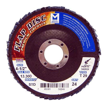 Mercer Zirconia Flap Disc 4 1/2" x 7/8" 40grit Standard - T29