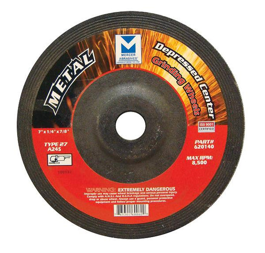 Mercer 7" x 1/4" x 7/8" Grinding Wheel TYPE 27 - Metal (Pack of 20)