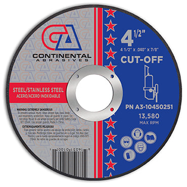 Continental Abrasives 4-1/2" x .040" x 7/8" Metal Cutting T1 (Pack of 25)