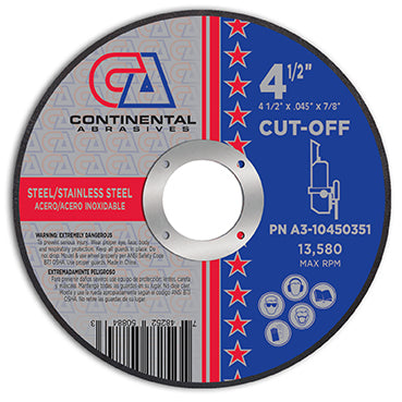 Continental Abrasives 4-1/2" x .045" x 7/8" Metal Cutting T1 (Pack of 25)