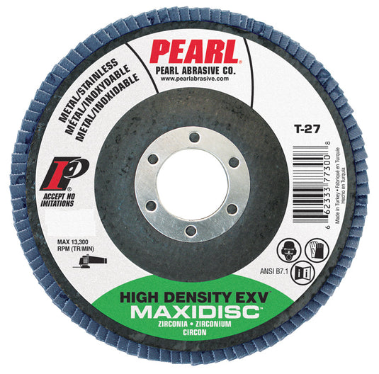 Pearl EXV HIGH DENSITY 4-1/2" x 7/8" Zirconia T27 Flap Disc - 80 GRIT (Pack of 10)