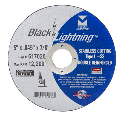 Mercer Black Lightning 5" x .045 x 7/8" - Stainless Steel (Pack of 25)