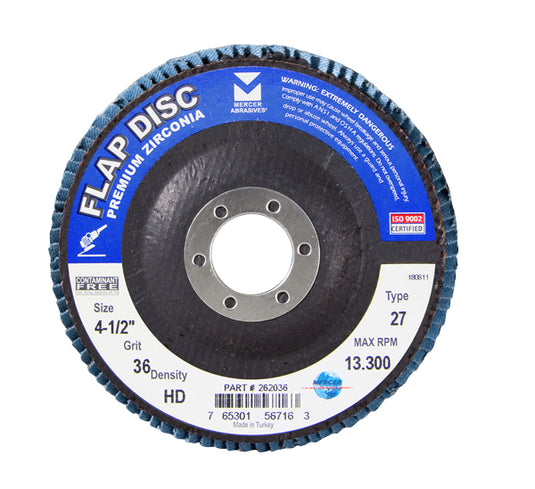 Mercer Zirconia Flap Disc 7" x 7/8" 36grit HD - T27