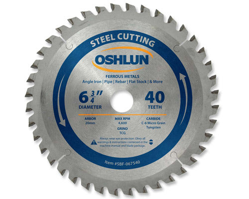 Metal Cutting Saw Blades Carbide 6-3/4" x 20mm x 40T