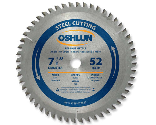 Metal Cutting Saw Blades Carbide 7-1/4" x 5/8" x 52T
