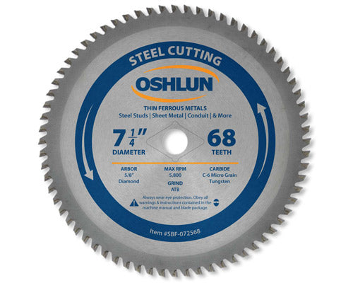 Metal Cutting Saw Blades Carbide 7-1/4" x 5/8" x 68T