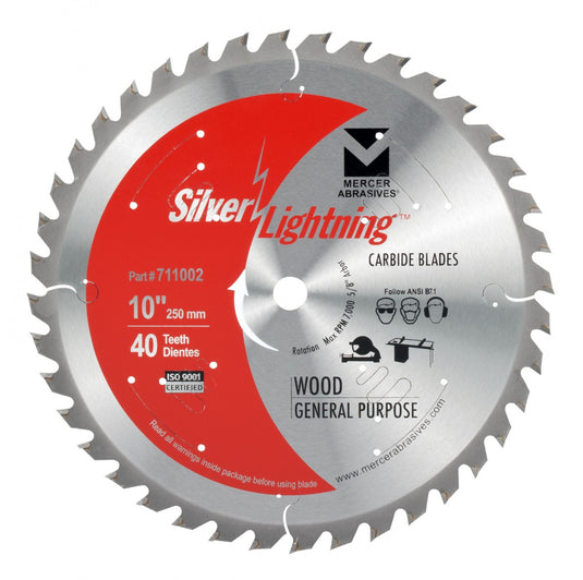 Silver Lightning Wood Cutting Saw Blades 10" x 5/8" x 40T