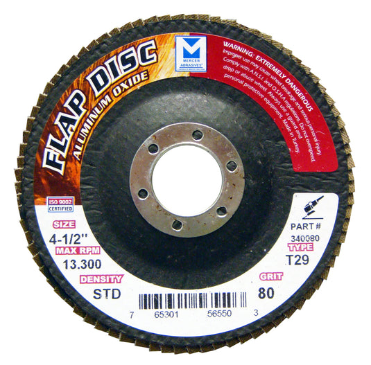 Mercer Aluminum Oxide Flap Disc 4 1/2" x 7/8" 80grit Standard - T27