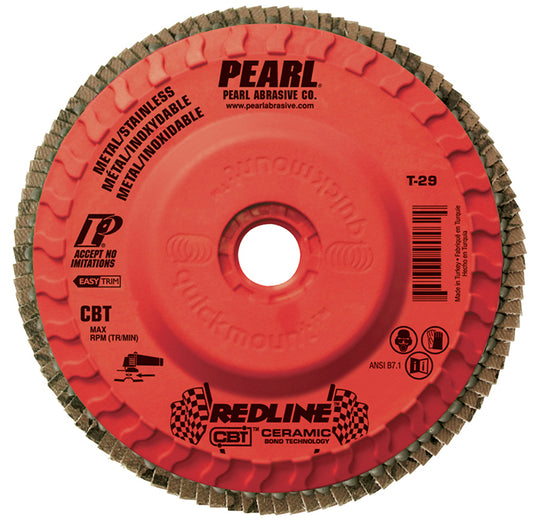 Pearl REDLINE 4-1/2" x 5/8"-11 CBT Trimmable Flap Disc T29 - 40 GRIT (Pack of 10)