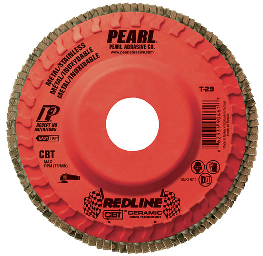 Pearl REDLINE 4-1/2" x 7/8" CBT Trimmable Flap Disc T29 - 40GRIT (Pack of 10)