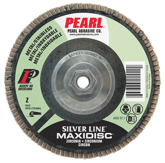Pearl Silver Line 5" x 5/8"-11 Zirconia T27 Flap Disc - 80 GRIT (Pack of 10)