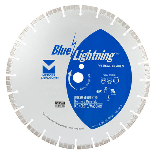 Blue Lightning Diamond Saw Blades 12" x .125 x 1", 20mm DPH - Turbo Segmented