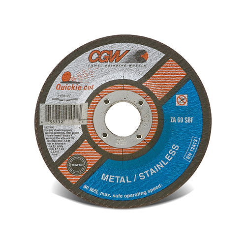 CGW Quickie Cut Reinforced Cut-Off Wheel - 5" x .045 x 7/8" T27 - 25/box