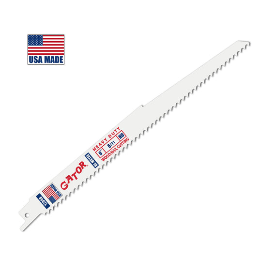 Gator Reciprocating Saw Blades 9" x 3/4" x .050"  6tpi - Bi-Metal with Cobalt - USA Made