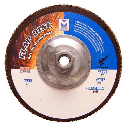 Mercer Zirconia Flap Disc 7" x 5/8"-11 - 40grit Standard - T27