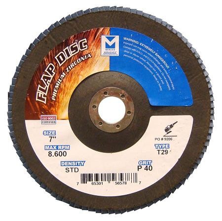 Mercer Zirconia Flap Disc 7" x 7/8" 36grit Standard - T29