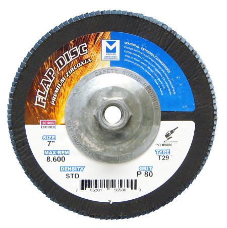 Mercer Zirconia Flap Disc 7" x 5/8"-11 120grit Standard - T29