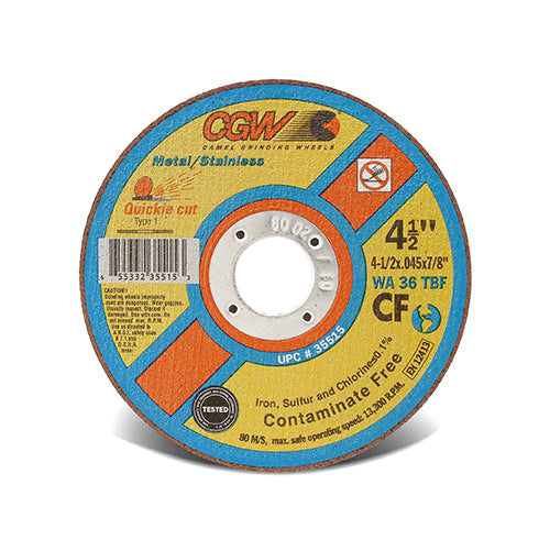 CGW Quickie Cut Reinforced Cut-Off Wheel - 4-1/2"x.045x7/8"