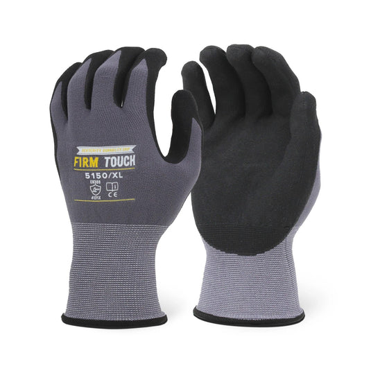 Black Nitrile Micro Foam Coated Glove with Gray Nylon/Spandex Shell 15 Gauge - (12/Pair)