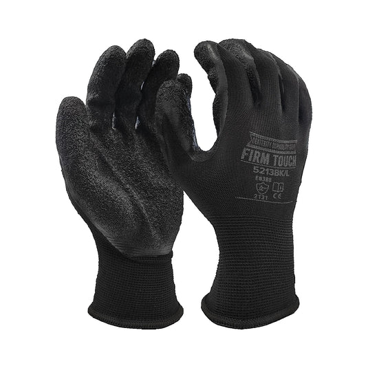 Black Textured Latex Coated Glove with Black Nylon Shell 13 Gauge - (12/Pair)