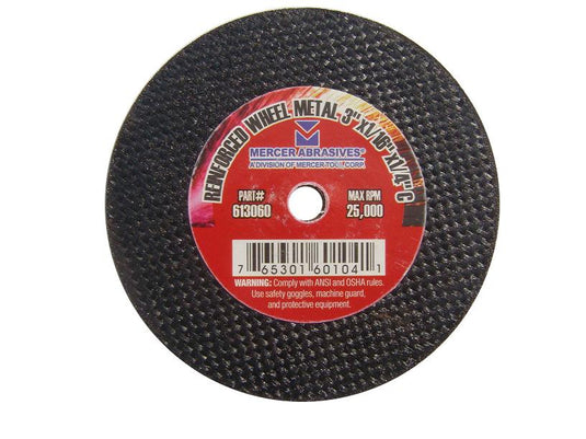 Mercer 3" x 1/16" x 1/4" High speed cut off wheel - Coarse - Metal (Pack of 100)