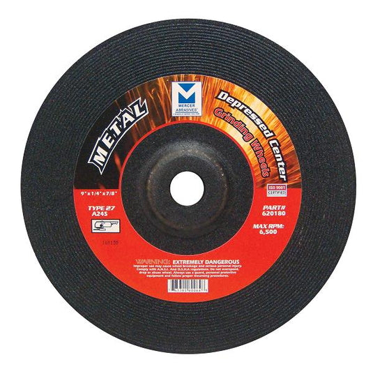 Mercer 9" x 1/4" x 7/8" Grinding Wheel TYPE 27 - Metal (Pack of 15)