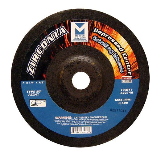 Mercer 5" x 1/4" x 7/8" Grinding Wheel TYPE 27 - Zirconia (Pack of 25)