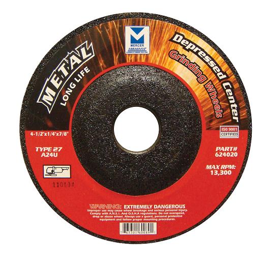 Mercer 4 1/2" x 1/4" x 7/8" Grinding Wheel TYPE 27 - Metal (Pack of 25)