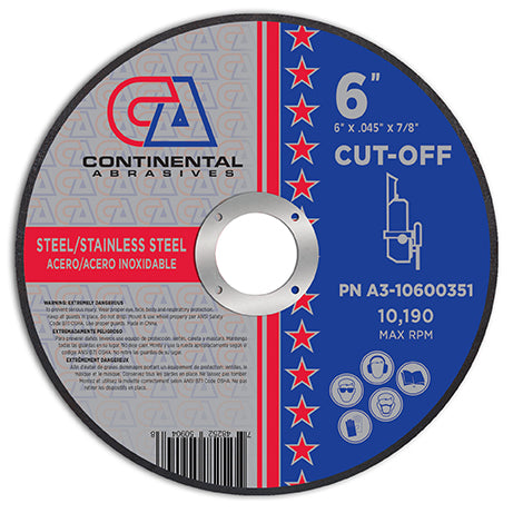 Continental Abrasives 6" x .045" x 7/8" Metal Cutting (Pack of 25)