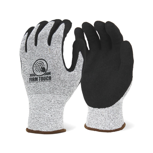 Black Sandy Nitrile Coated Glove with Cut 4 Rated Gray Shell 13 Gauge - (12/Pair)