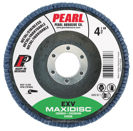 Pearl EXV 4-1/2" x 7/8" Zirconia T29 Flap Disc - 40 GRIT (Pack of 10)
