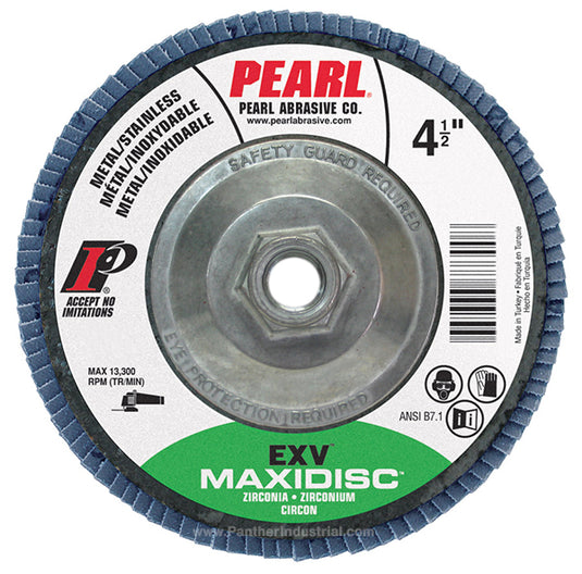 Pearl EXV 4-1/2" x 5/8"-11 Zirconia T29 Flap Disc - 40 GRIT (Pack of 10)