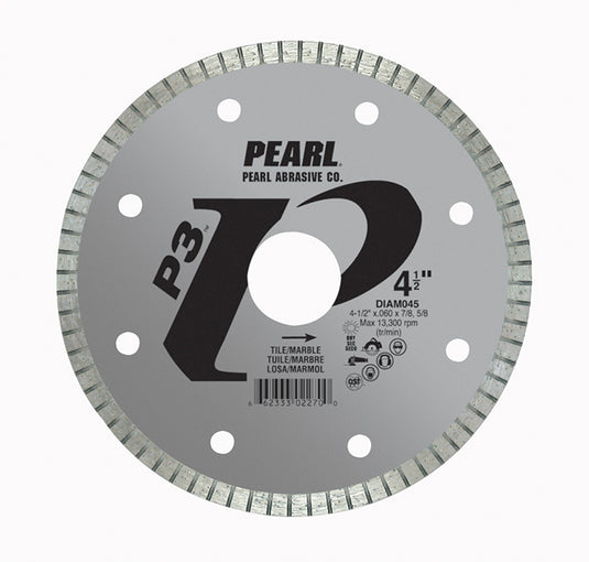 Pearl 4 1/2" x .060 x 7/8 - 5/8" Adapter P3 Diamond Blade - Tile & Marble