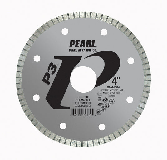 Pearl 4" x .060 x 20mm, 5/8" Adapter P3 Diamond Blade - Tile & Marble