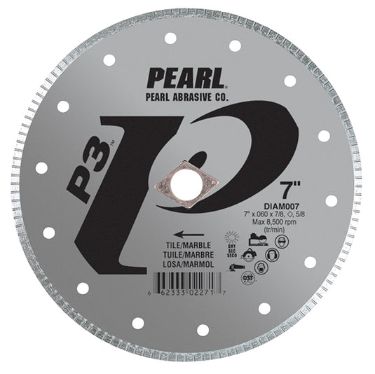 Pearl 7" x .060 x 7/8, DIA - 5/8" Adapter P3 Diamond Blade - Tile & Marble