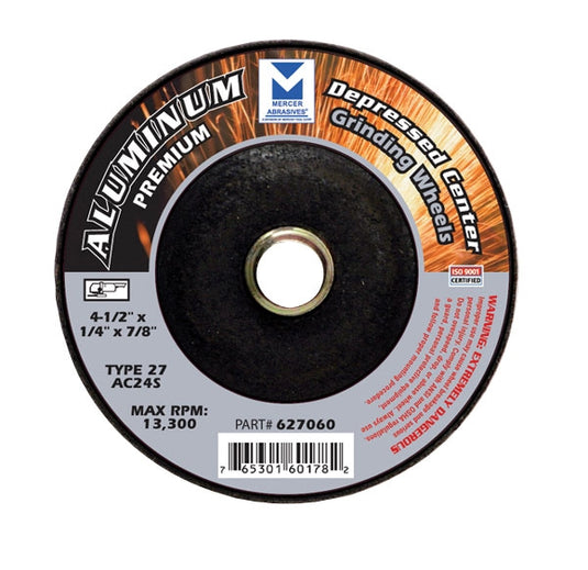 Mercer 4 1/2" x 1/4" x 7/8" Grinding Wheel TYPE 27 - Aluminum