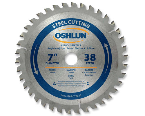 Metal Cutting Saw Blades 7" x 20mm x 38T
