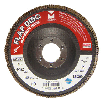 Mercer Aluminum Oxide Flap Disc 4-1/2" x 7/8" 40grit HD - T29