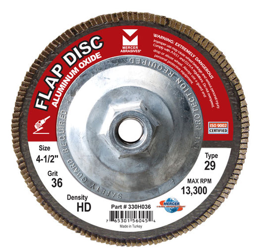 Mercer Aluminum Oxide Flap Disc 4-1/2" x 5/8"-11 60grit HD - T29