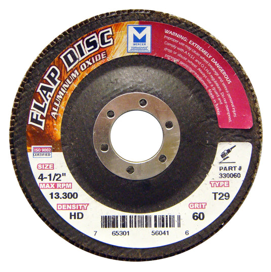 Mercer Aluminum Oxide Flap Disc 4-1/2" x 7/8" 40grit High Density - T27