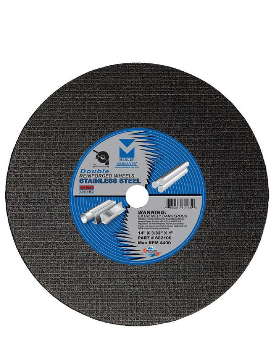 Mercer 14" x 3/32" x 1" Low Horsepower Chop Saw Wheels - Stainless Steel