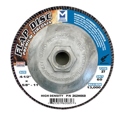 Mercer Zirconia Flap Disc 4 1/2" x 5/8"-11 60grit HD - T27