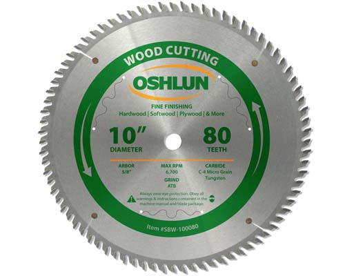 Oshlun SBL-100080 10-Inch 80 Tooth HI-ATB Saw Blade with 5/8-Inch Arbor Oshlun SBL-100080 10-Inch 80 Tooth HI-ATB Saw Blade with 5/8-Inch Arbor